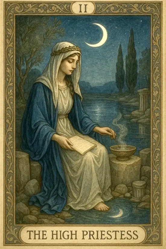 The High Priestess Tarot Card Meaning – Intuition, Mystery, and Inner Knowledge Висшата Жрица в Таро