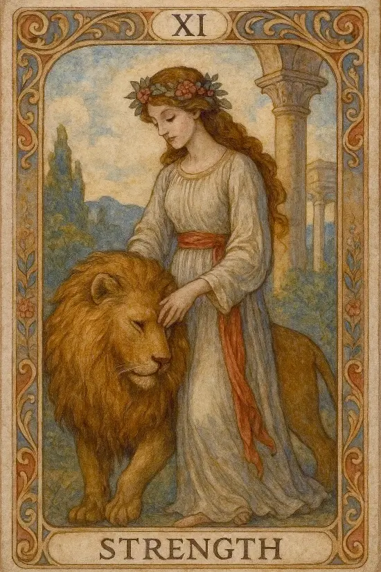 Strength Tarot Card – Symbolism, Message, and Archetypal Meaning
